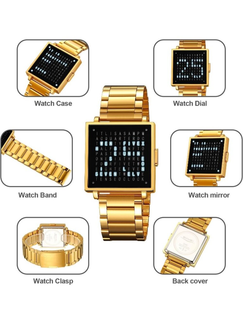 Men's Silver Creative Square Case Luxury Multifunctional Comfortable Wrist Watch - Picture 5 of 6